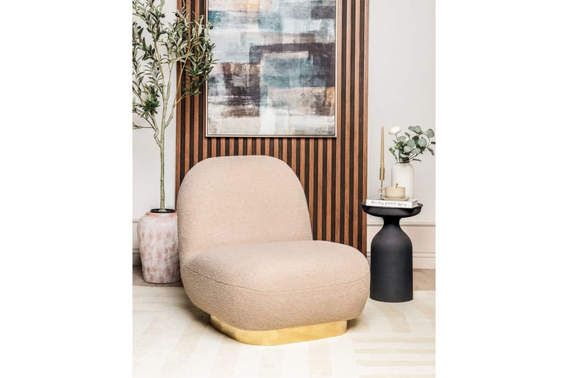 Fåtölj Loviisa - Beige, guld - Möbler - Stolar & fåtöljer - Fåtölj - Fåtölj utan armstöd