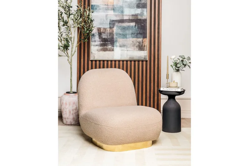 Fåtölj Loviisa - Beige, guld - Möbler - Stolar & fåtöljer - Fåtölj - Fåtölj utan armstöd