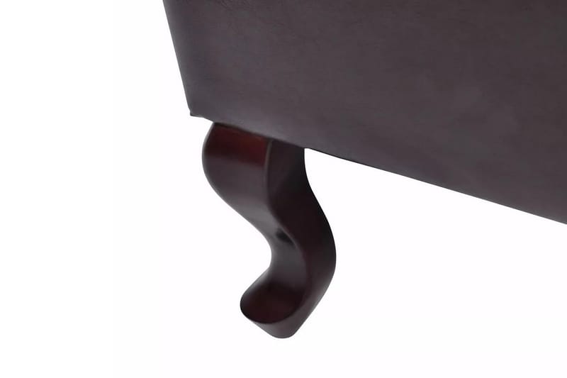 Fåtölj med fotpall mörkbrun konstläder - Brun - Chesterfield fåtölj - Skinnfåtölj & läderfåtölj - Fåtölj med fotpall