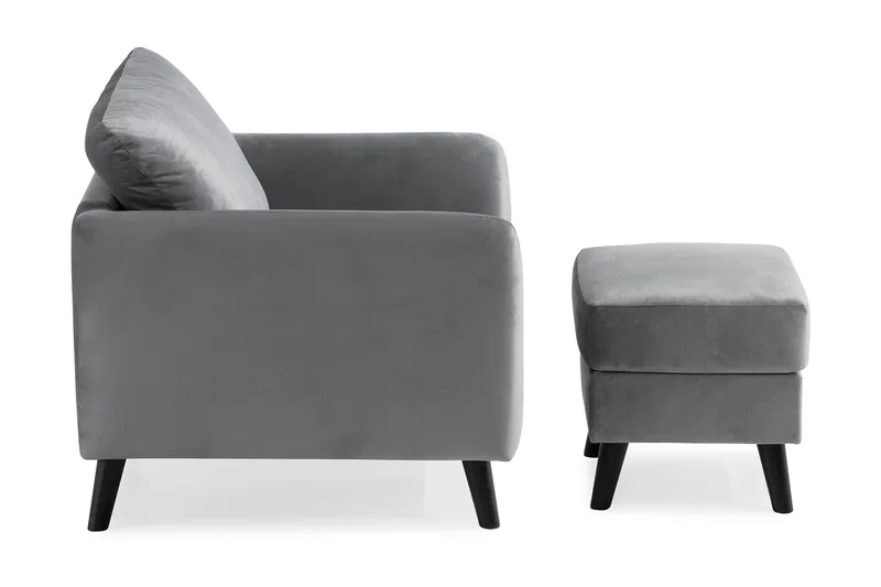 Trend Fåtölj med Fotpall - Ljusgrå Sammet - Möbler - Stolar & fåtöljer - Fåtölj - Fåtölj med fotpall