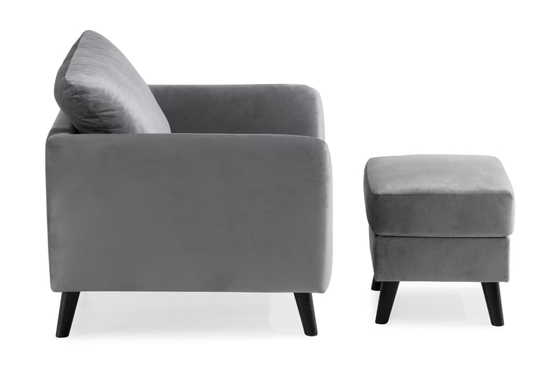 Trend Fåtölj med Fotpall - Ljusgrå Sammet - Möbler - Stolar & fåtöljer - Fåtölj - Fåtölj med fotpall