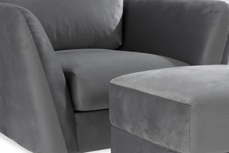 Trend Fåtölj med Fotpall - Ljusgrå Sammet - Möbler - Stolar & fåtöljer - Fåtölj - Fåtölj med fotpall