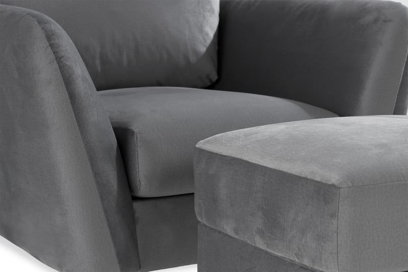 Trend Fåtölj med Fotpall - Ljusgrå Sammet - Möbler - Stolar & fåtöljer - Fåtölj - Fåtölj med fotpall