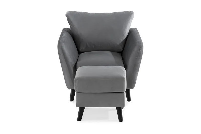 Trend Fåtölj med Fotpall - Ljusgrå Sammet - Möbler - Stolar & fåtöljer - Fåtölj - Fåtölj med fotpall