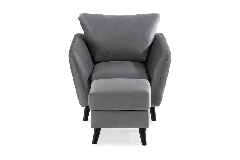 Trend Fåtölj med Fotpall - Ljusgrå Sammet - Möbler - Stolar & fåtöljer - Fåtölj - Fåtölj med fotpall