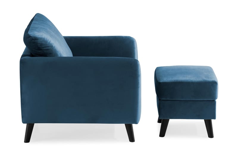 Trend Fåtölj med Fotpall - Midnattsblå Sammet - Möbler - Stolar & fåtöljer - Fåtölj - Fåtölj med fotpall