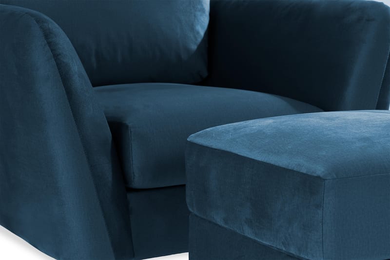 Trend Fåtölj med Fotpall - Midnattsblå Sammet - Möbler - Stolar & fåtöljer - Fåtölj