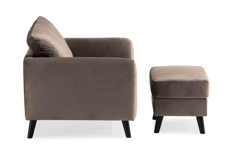 Trend Fåtölj med Fotpall - Mullvad Sammet - Möbler - Stolar & fåtöljer - Fåtölj - Fåtölj med fotpall