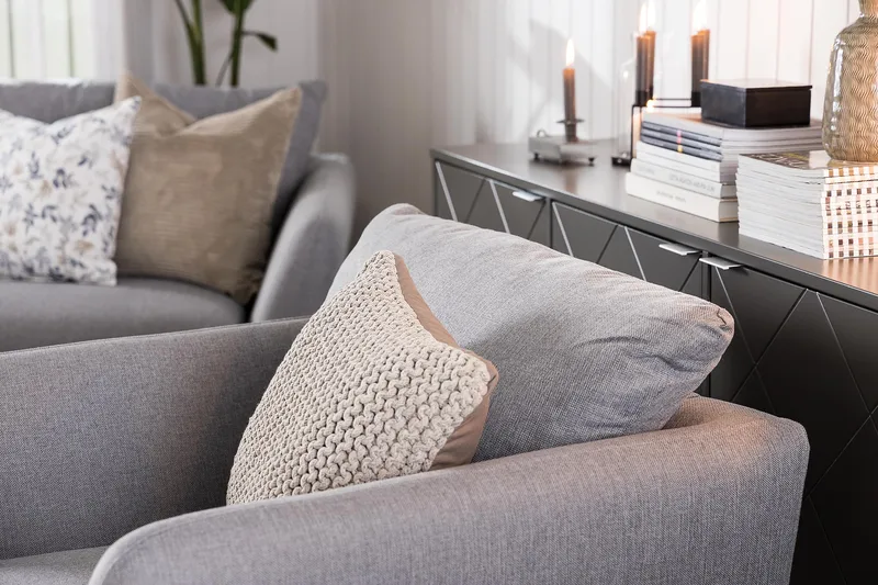 Trend Soffgrupp Fåtölj med Fotpall - Ljusgrå - Möbler - Stolar & fåtöljer - Fåtölj - Fåtölj med fotpall