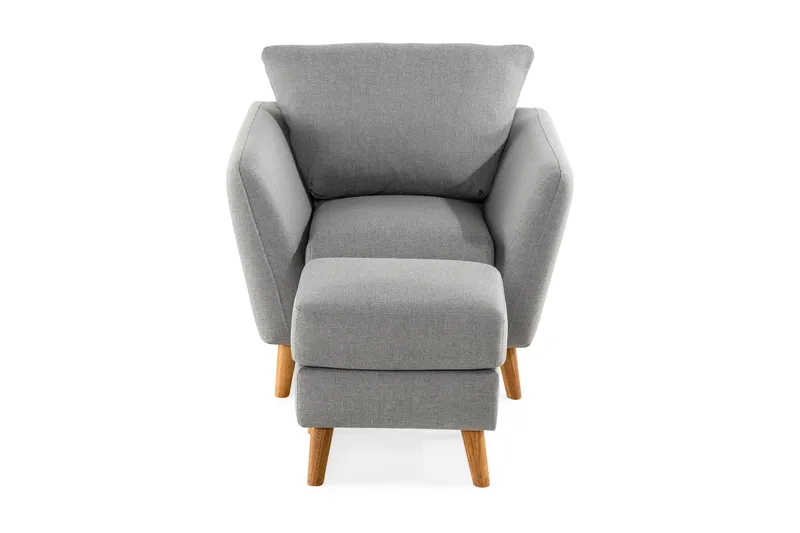 Trend Soffgrupp Fåtölj med Fotpall - Ljusgrå - Möbler - Stolar & fåtöljer - Fåtölj - Fåtölj med fotpall