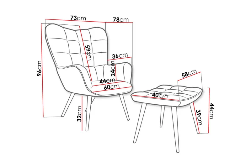 Fåtölj - Rosa - Möbler - Stolar & fåtöljer - Fåtölj