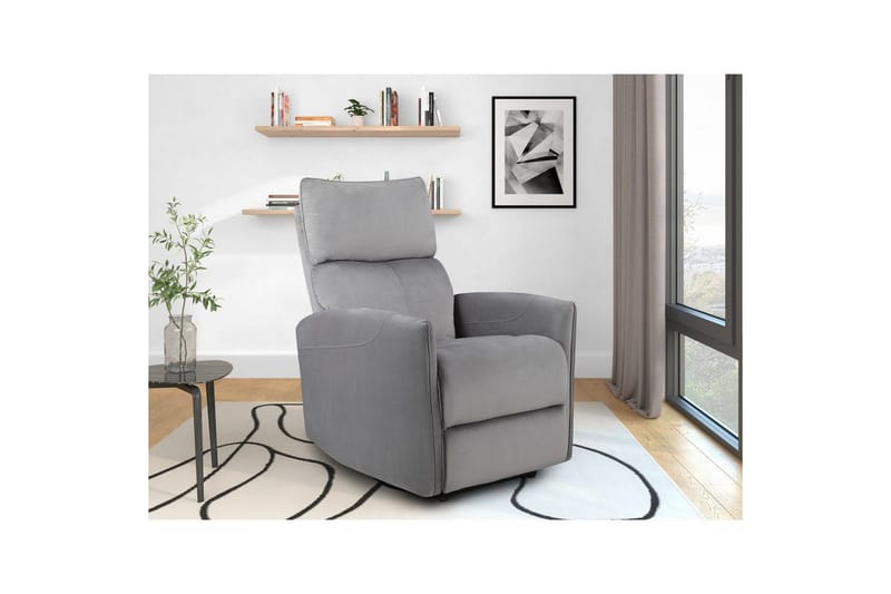 Fåtölj Pineto Grå, Sammet/Metall/Trä - Grå, Sammet/Metall/Trä - Möbler - Stolar & fåtöljer - Fåtölj - Biofåtölj & reclinerfåtölj
