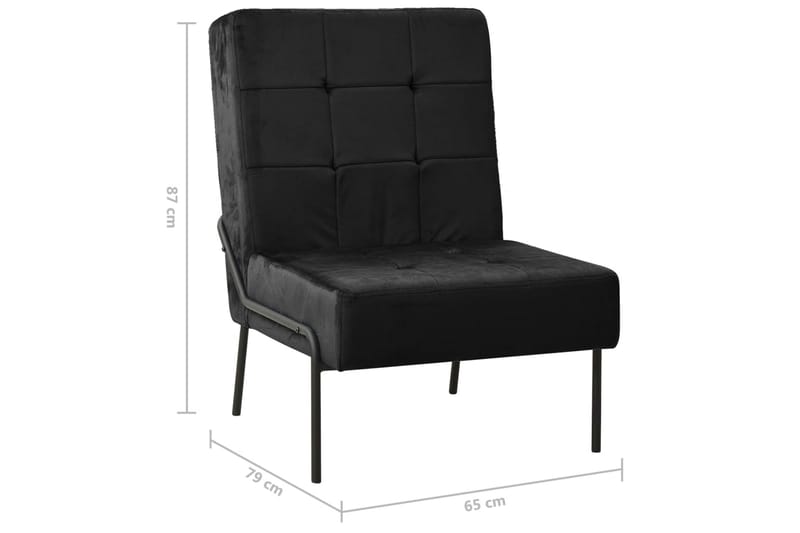 Avkopplingsstol 65x79x87 cm svart sammet - Svart - Fåtölj utan armstöd