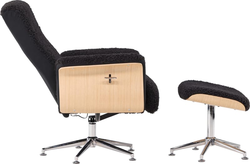 Hagön reclinerfåtölj med fotpall - Svart/oljad ek - Antracit teddy - Möbler - Stolar & fåtöljer - Fåtölj - Fåtölj med fotpall