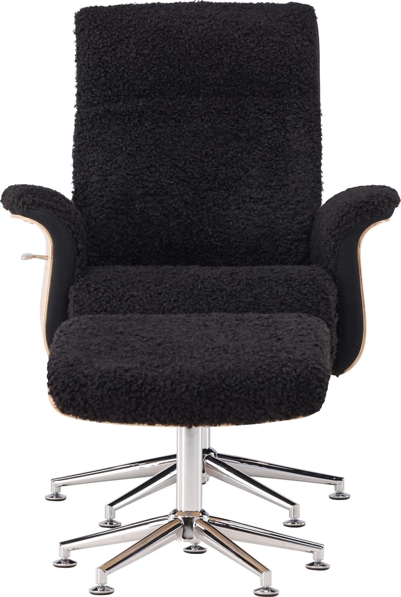 Hagön reclinerfåtölj med fotpall - Svart/oljad ek, Antracit teddy