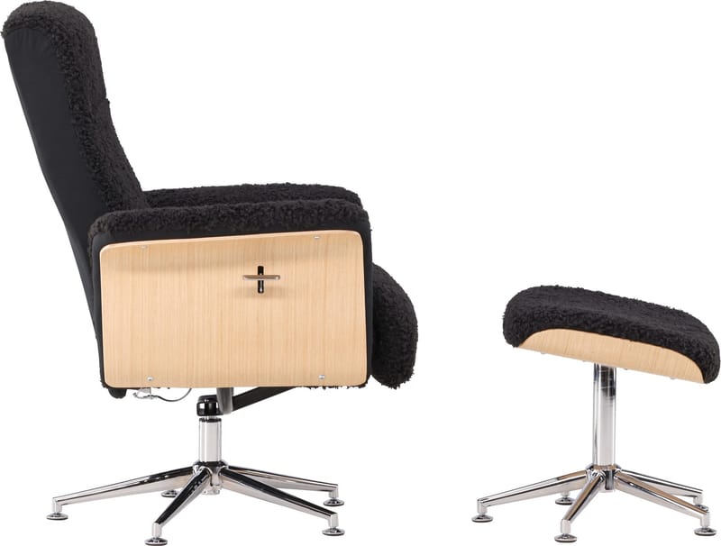 Hagön reclinerfåtölj med fotpall - Svart/oljad ek - Antracit teddy - Möbler - Stolar & fåtöljer - Fåtölj - Fåtölj med fotpall