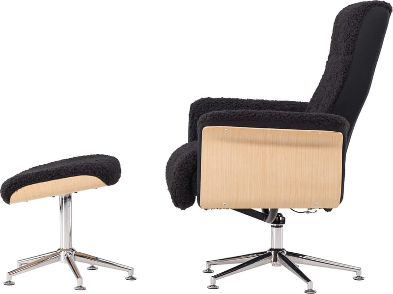 Hagön reclinerfåtölj med fotpall - Svart/oljad ek - Antracit teddy - Möbler - Stolar & fåtöljer - Fåtölj - Fåtölj med fotpall