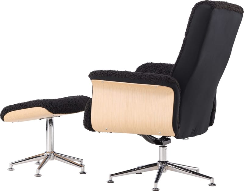 Hagön reclinerfåtölj med fotpall - Svart/oljad ek - Antracit teddy - Möbler - Stolar & fåtöljer - Fåtölj - Fåtölj med fotpall