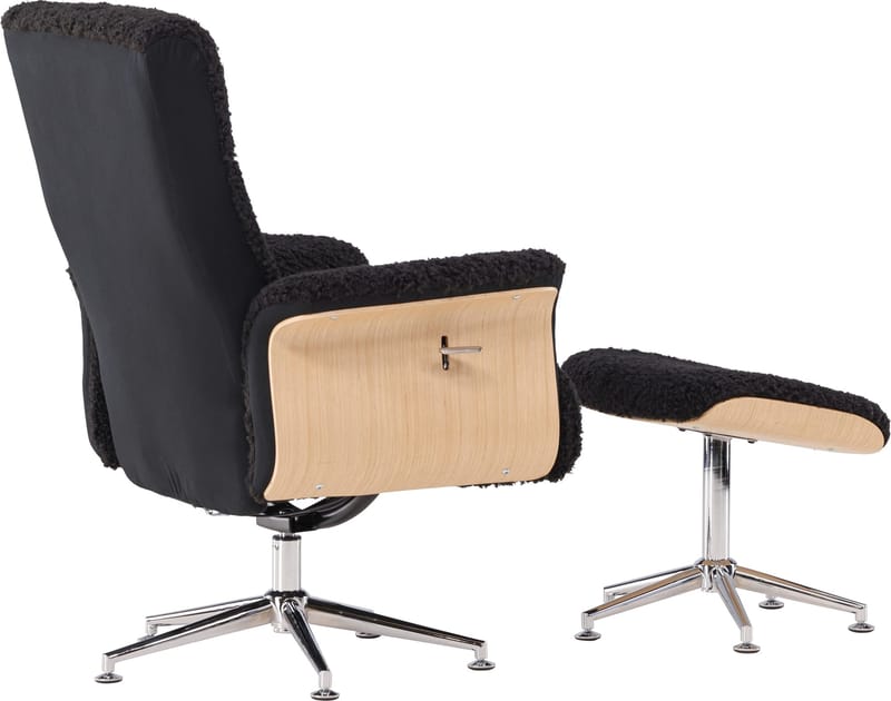 Hagön reclinerfåtölj med fotpall - Svart/oljad ek - Antracit teddy - Möbler - Stolar & fåtöljer - Fåtölj - Fåtölj med fotpall