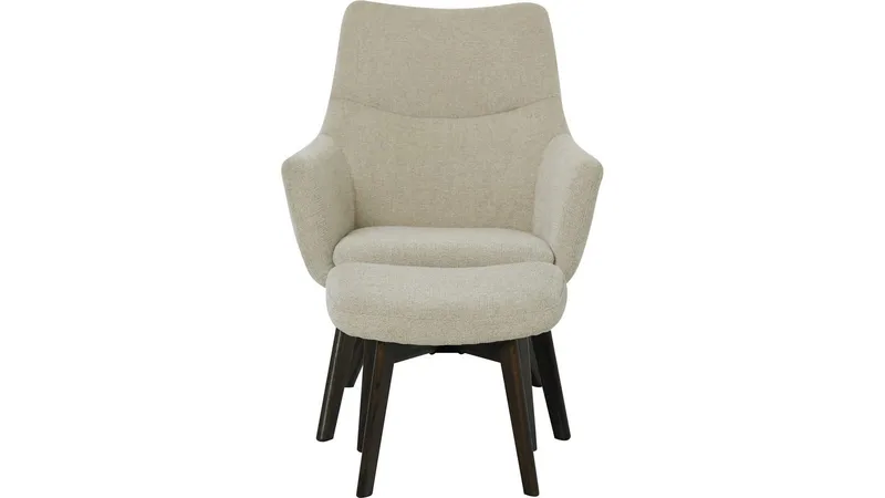 Halren Fåtölj med Fotpall i Tyg - Beige - Möbler - Stolar & fåtöljer - Fåtölj
