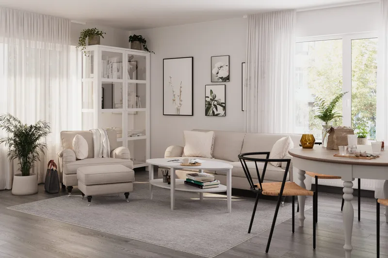Howard Classic Fåtölj med Fotpall - Beige - Möbler - Stolar & fåtöljer - Fåtölj - Fåtölj med fotpall