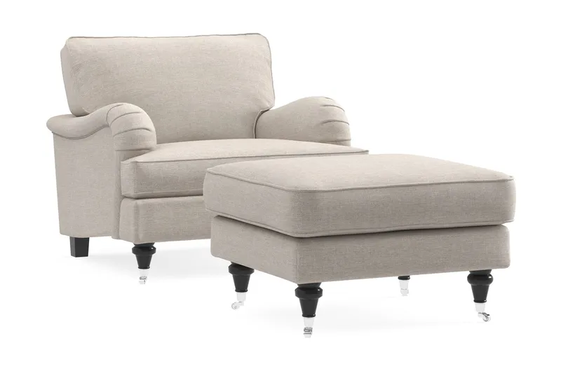 Howard Classic Fåtölj med Fotpall - Beige - Möbler - Stolar & fåtöljer - Fåtölj - Fåtölj med fotpall