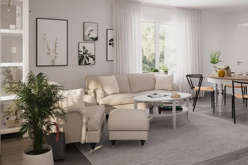 Howard Classic Fåtölj med Fotpall - Beige - Möbler - Stolar & fåtöljer - Fåtölj - Fåtölj med fotpall