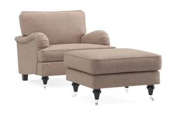 Howard Classic Fåtölj med Fotpall - Mörkbeige - Möbler - Stolar & fåtöljer - Fåtölj - Fåtölj med fotpall