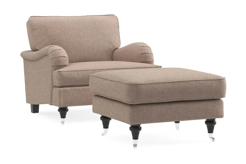 Howard Classic Fåtölj med Fotpall - Mörkbeige - Möbler - Stolar & fåtöljer - Fåtölj - Fåtölj med fotpall