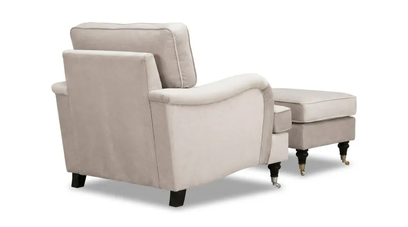 Howard Classic Soffgrupp Fåtölj och Fotpall i Sammet - Beige - Möbler - Stolar & fåtöljer - Fåtölj - Howard fåtölj