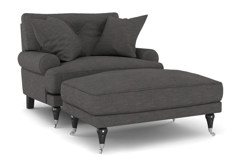 Andrew Fåtölj med Fotpall - Mörkgrå/Krom - Möbler - Stolar & fåtöljer - Fåtölj - Howard fåtölj