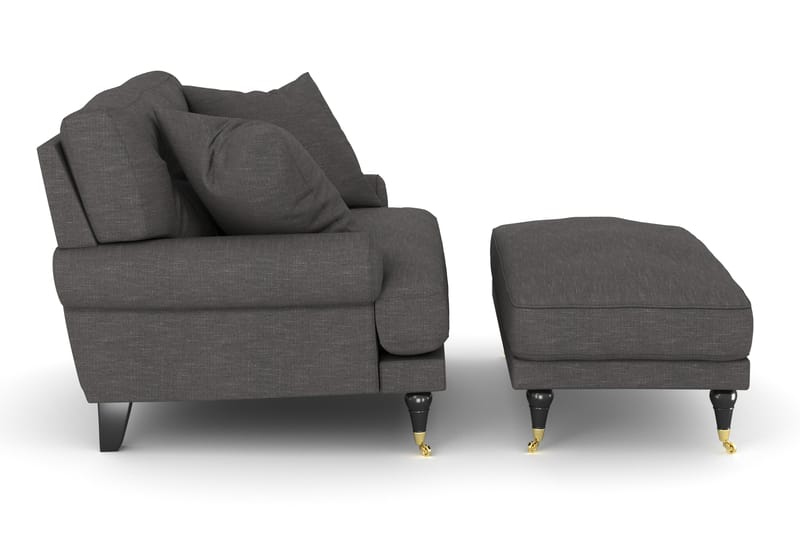 Andrew Fåt ölj med Fotpall - Mörkgrå/Mässing - Möbler - Stolar & fåtöljer - Fåtölj - Howard fåtölj