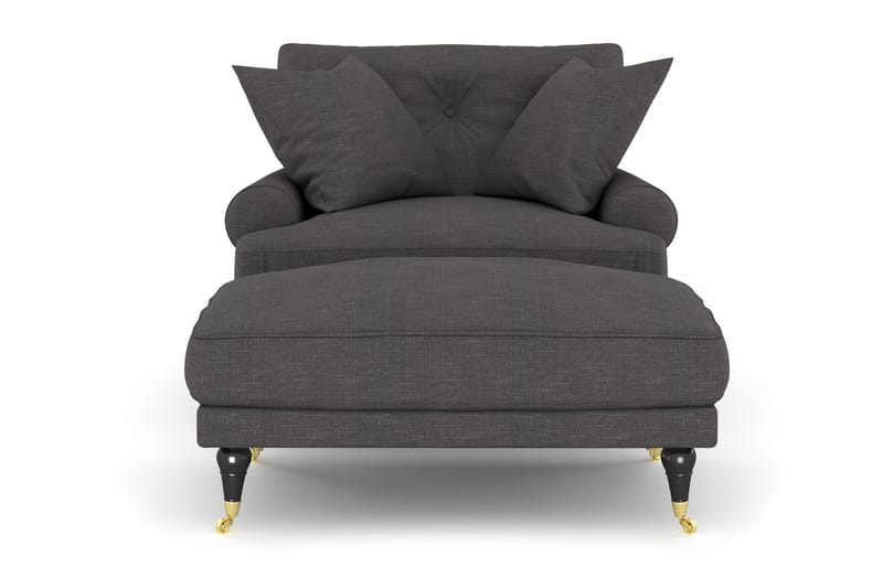 Andrew Fåtölj med Fotpall - Mörkgrå/Mässing - Möbler - Stolar & fåtöljer - Fåtölj - Howard fåtölj