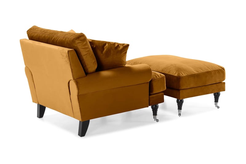 Andrew Fåtölj med Fotpall Sammet - Amber/Krom - Möbler - Stolar & fåtöljer - Fåtölj - Howard fåtölj