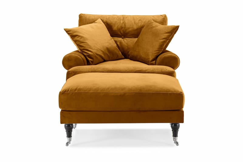 Andrew Fåtölj med Fotpall Sammet - Amber/Krom - Möbler - Stolar & fåtöljer - Fåtölj - Howard fåtölj