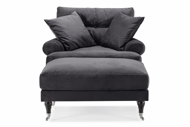Andrew Fåtölj med Fotpall Sammet - Mörkgrå/Krom - Möbler - Stolar & fåtöljer - Fåtölj - Howard fåtölj