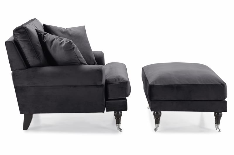 Andrew Fåtölj med Fotpall Sammet - Mörkgrå/Krom - Möbler - Stolar & fåtöljer - Fåtölj - Howard fåtölj