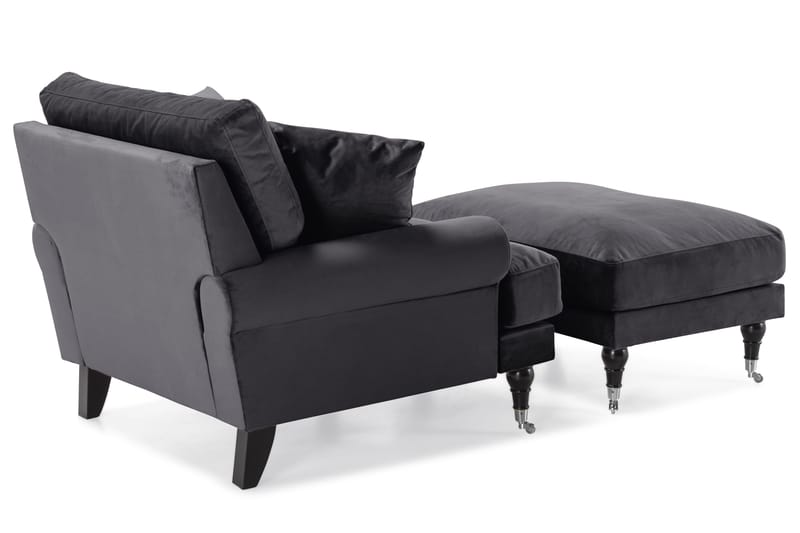 Andrew Fåtölj med Fotpall Sammet - Mörkgrå/Krom - Möbler - Stolar & fåtöljer - Fåtölj - Howard fåtölj