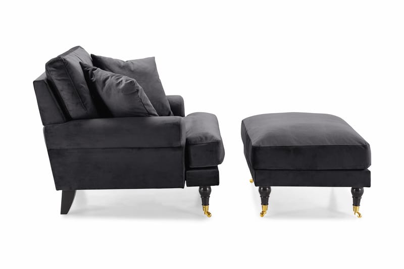 Andrew Fåtölj med Fotpall Sammet - Mörkgrå/Mässing - Möbler - Stolar & fåtöljer - Fåtölj - Howard fåtölj