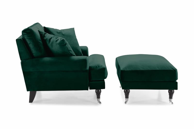 Andrew Fåtölj med Fotpall Sammet - Mörkgrön/Krom - Möbler - Stolar & fåtöljer - Fåtölj - Howard fåtölj
