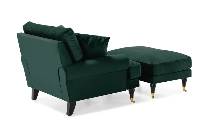 Andrew Fåtölj med Fotpall Sammet - Mörkgrön/Mässing - Möbler - Stolar & fåtöljer - Fåtölj - Howard fåtölj