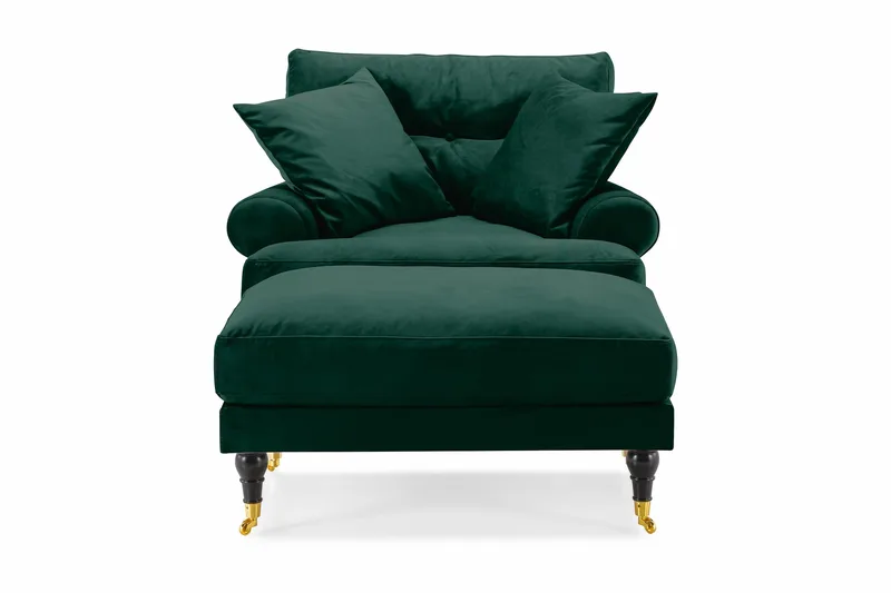 Andrew Fåtölj med Fotpall Sammet - Mörkgrön/Mässing - Möbler - Stolar & fåtöljer - Fåtölj - Howard fåtölj