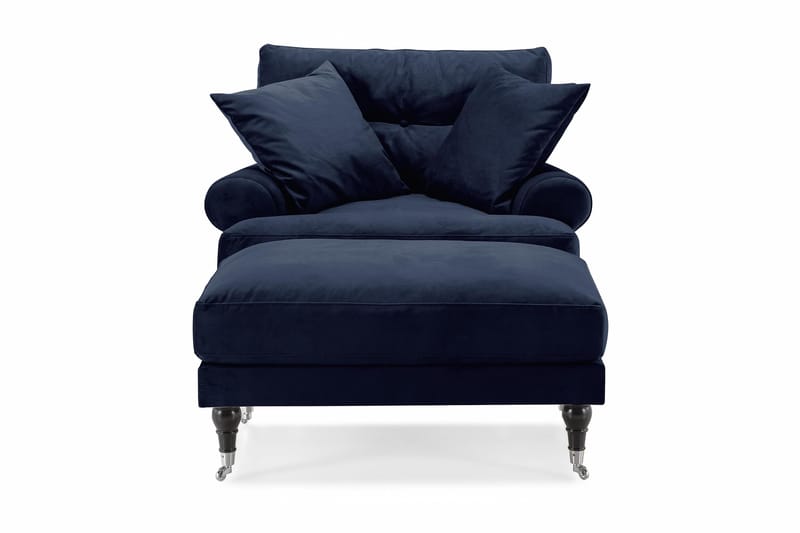 Andrew Fåtölj med Fotpall Sammet - Midnattsblå/Krom - Möbler - Stolar & fåtöljer - Fåtölj - Howard fåtölj