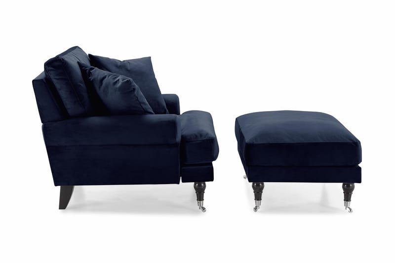 Andrew Fåtölj med Fotpall Sammet - Midnattsblå/Krom - Möbler - Stolar & fåtöljer - Fåtölj - Howard fåtölj