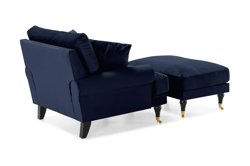 Andrew Fåtölj med Fotpall Sammet - Midnattsblå/Mässing - Möbler - Stolar & fåtöljer - Fåtölj - Howard fåtölj