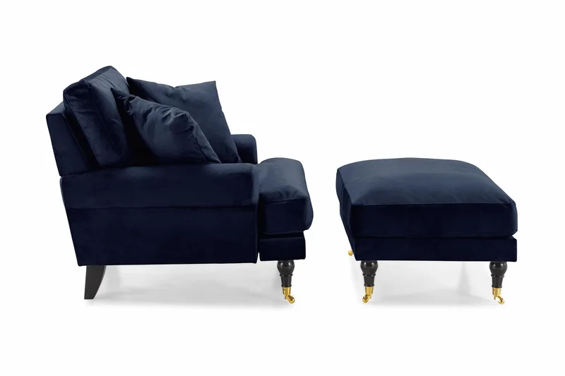 Andrew Fåtölj med Fotpall Sammet - Midnattsblå/Mässing - Möbler - Stolar & fåtöljer - Fåtölj - Howard fåtölj