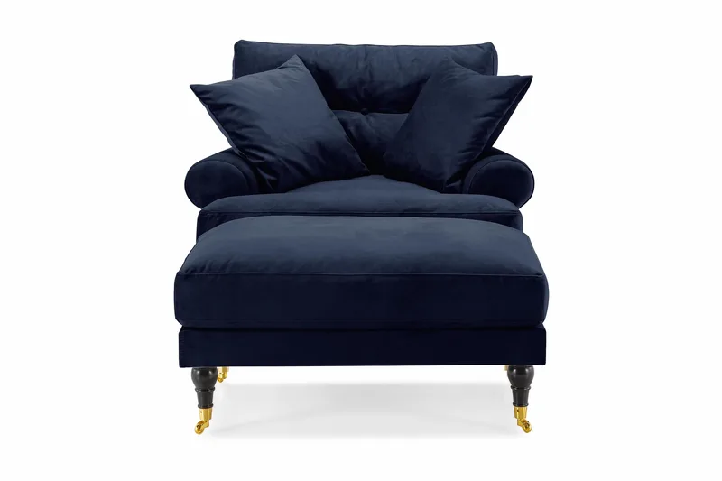 Andrew Fåtölj med Fotpall Sammet - Midnattsblå/Mässing - Möbler - Stolar & fåtöljer - Fåtölj - Howard fåtölj