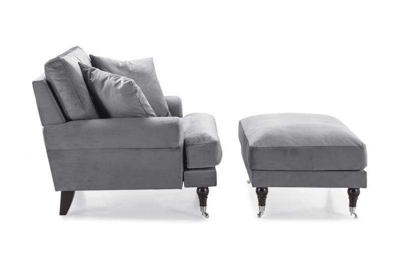 Andrew Fåtölj med Fotpall Sammet - Silvergrå/Krom - Möbler - Stolar & fåtöljer - Fåtölj - Howard fåtölj
