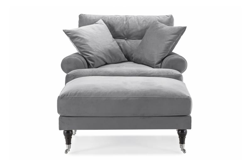 Andrew Fåtölj med Fotpall Sammet - Silvergrå/Krom - Möbler - Stolar & fåtöljer - Fåtölj - Howard fåtölj