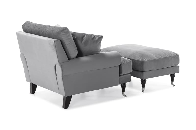 Andrew Fåtölj med Fotpall Sammet - Silvergrå/Krom - Möbler - Stolar & fåtöljer - Fåtölj - Howard fåtölj